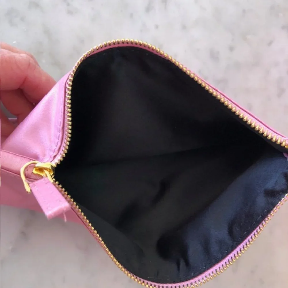 PRADA CANDY Set of Cosmetic Bags Pink Fabric Zip Top Rectangular NWOT